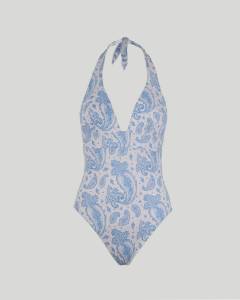 Marylin-breasted Halter One Piece-elegant Paisley