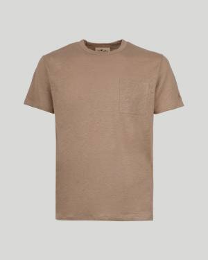 Ecstasea-linen T-shirt With Front Pocket